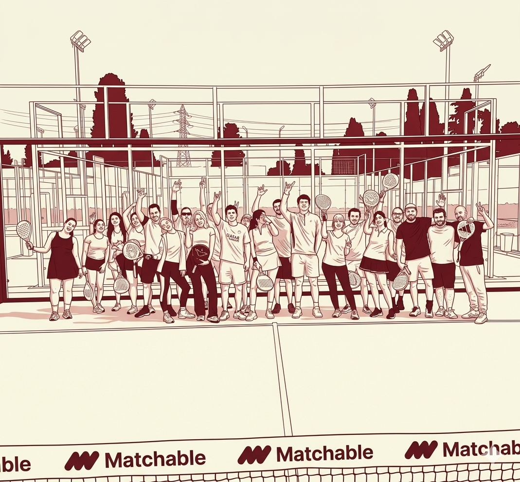 Outlined group of COMMON padel players